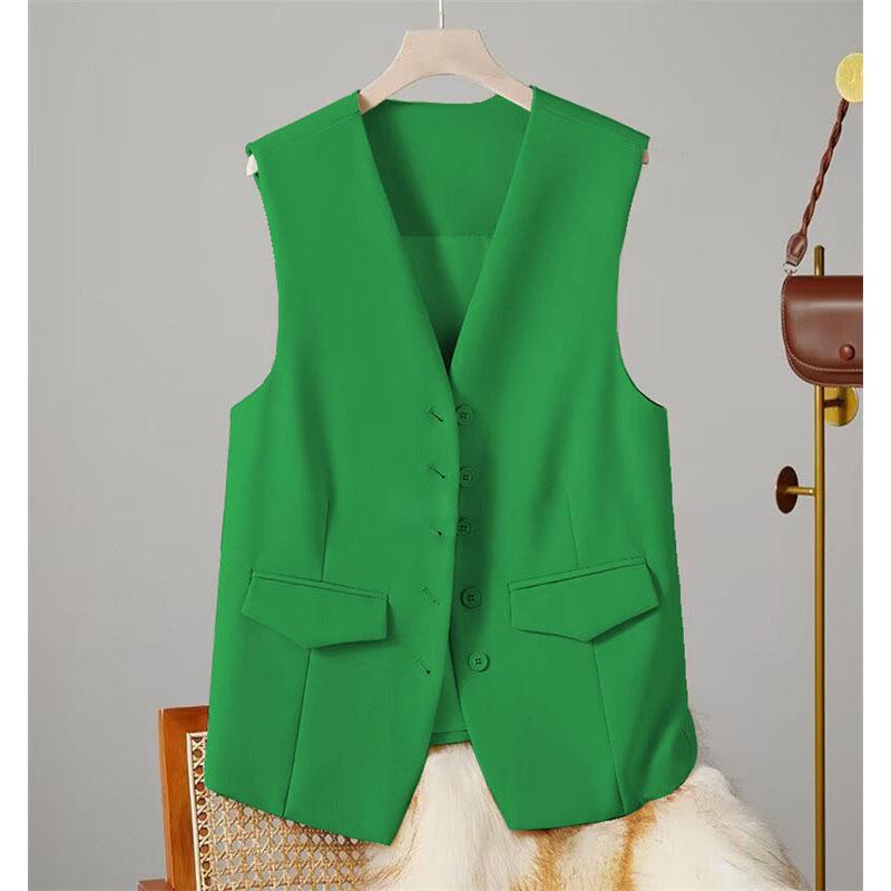 Vest Women Sleeveless Jacket Waistcoat V Neck Single Breasted Tops Outerwear Spring Summer Female Office Lady Vintage Coat