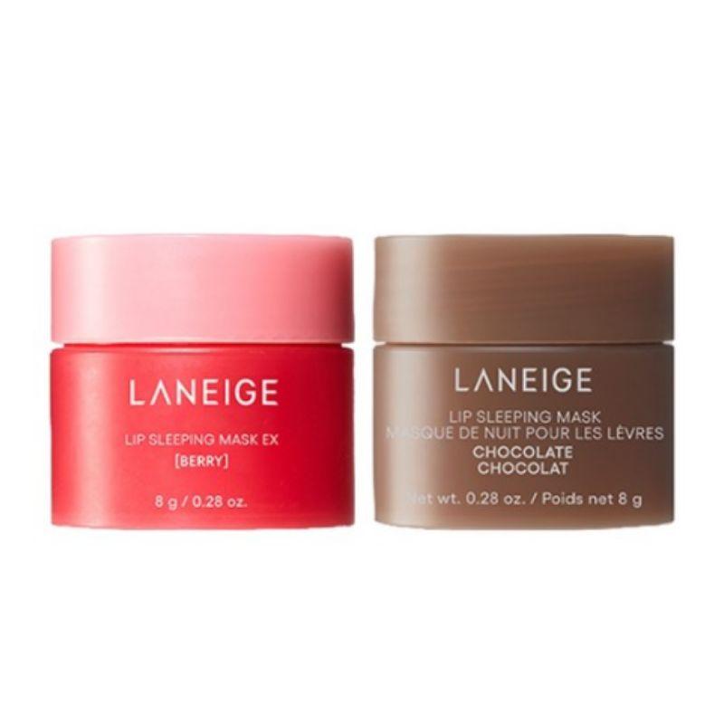 LANEIGE Lip Sleeping Mask Minis Set Berry 8g + Chocolate 8g Overnight Lip Care Moisturizing Lip Mask K-Beauty