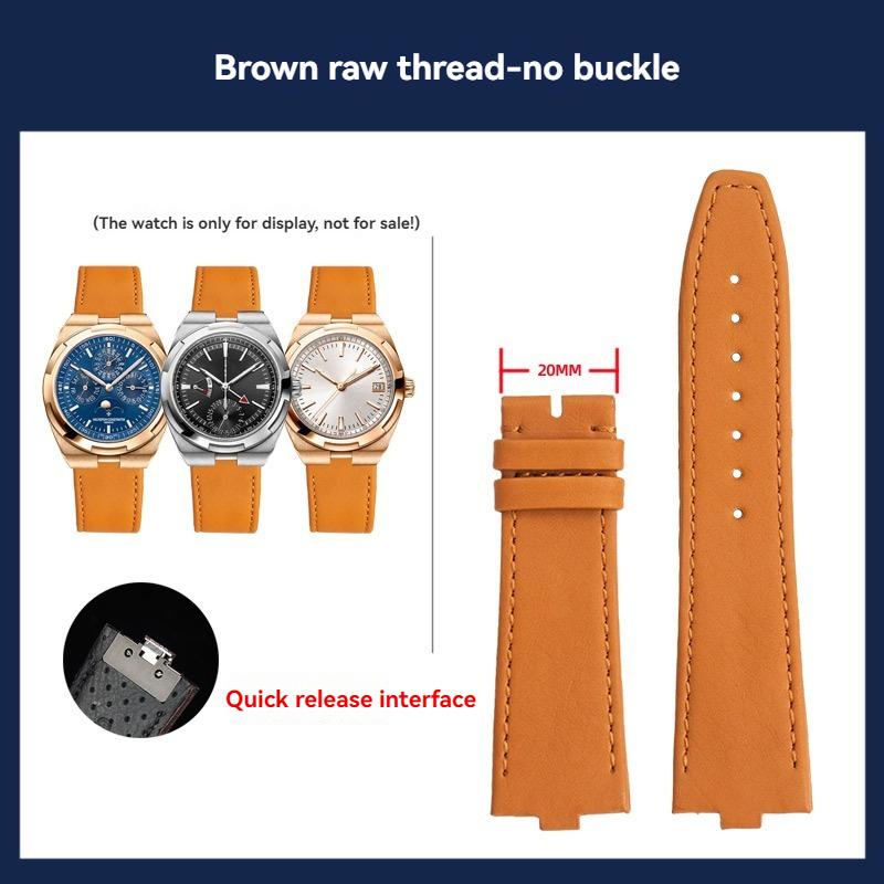 

Convex Genuine leather Strap For Vacheron Constantin 4500V 5500 7900V 7920 Quick release Watchband men Bracelet wristband 24x7mm 7mm-Convex width