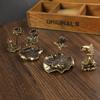 Antique Brass Lotus Leaf Backflow Incense Decorations Solid Pure Copper Frog Lotus Pond Censer Holder Ornaments Tea Pets
