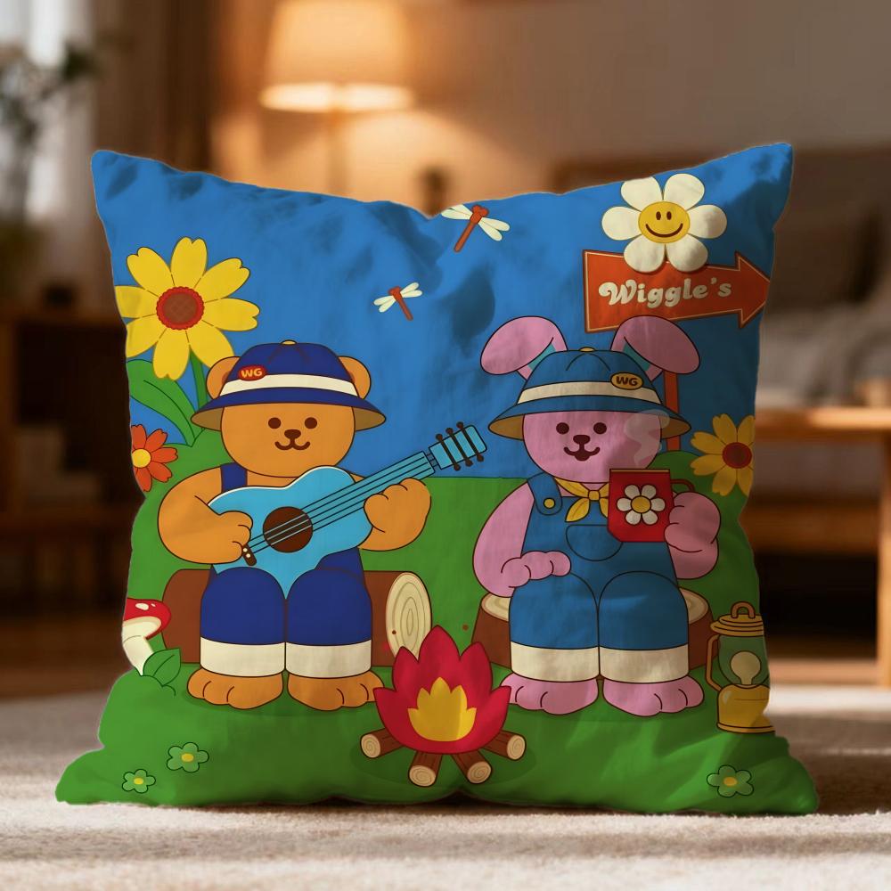 Fashion W-Wwiggle wiggleer Cushion Cover Soft Washable Pillow Case Multi-Scene for Couch Bed Travel Office Use