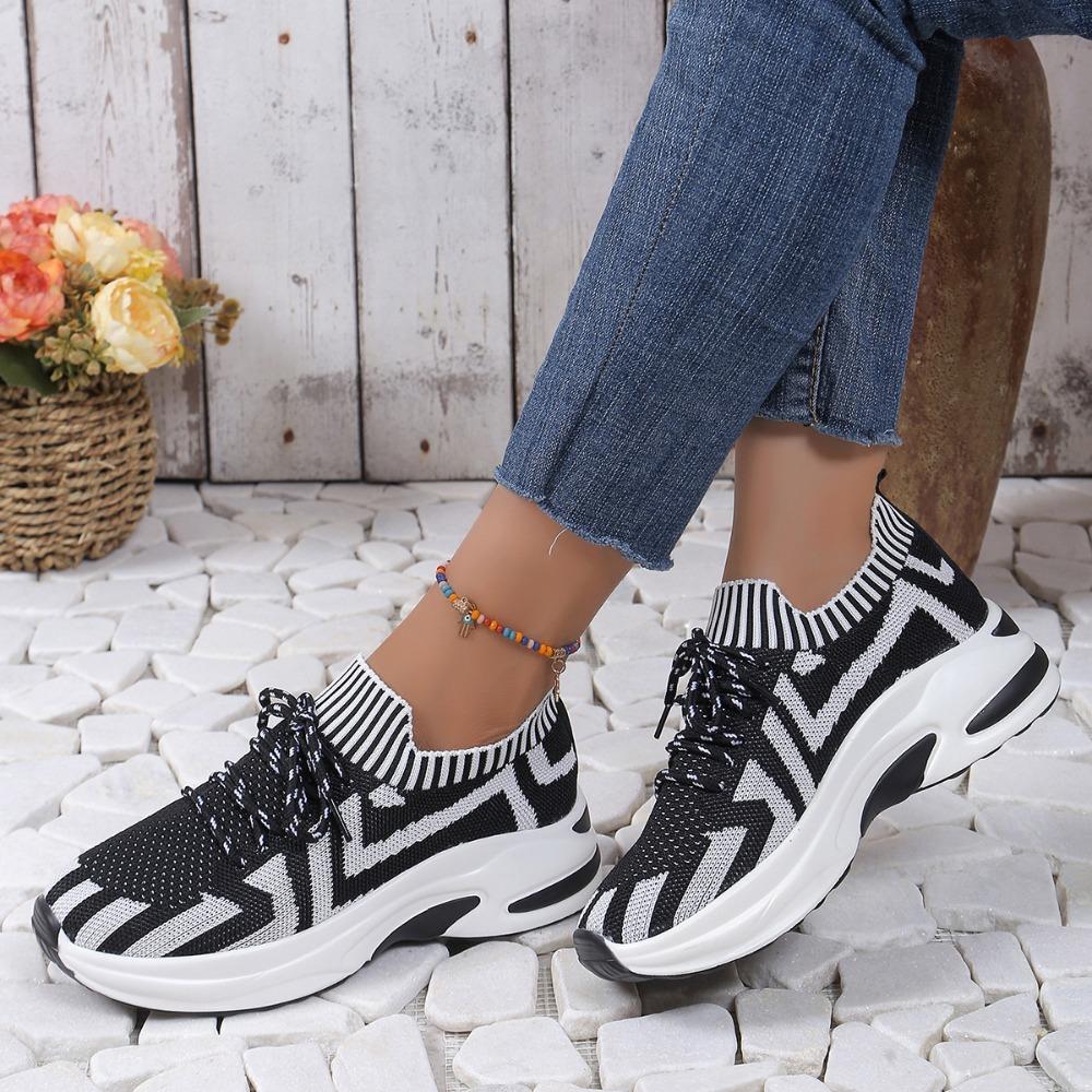 Mesh Breathable Lace Up Platform Sneakers Womens Multicolor Shallow Leisure Loafers Autumn Thick Sole Large Size 43 Sport Shoes