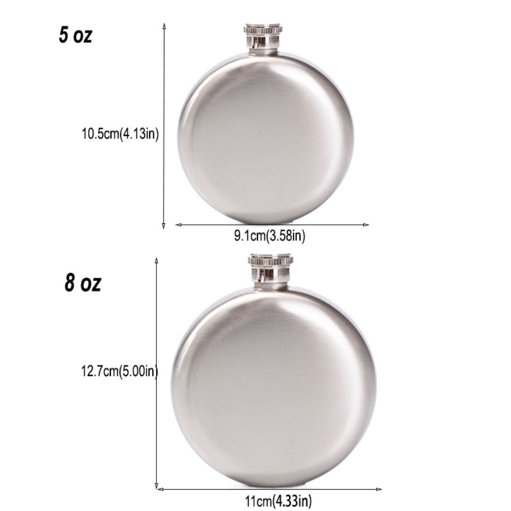 Stainless Steel Round Whiskey Flask 5/8 Oz Hip Flask Portable Pocket Wine Flagon Outdoor