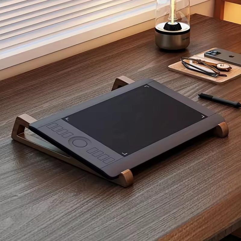 Portable Foldable Wooden Laptop Stand-Ergonomic 12° Adjustable Angle, Cooling Ventilation Triangular Design,Office Accessory