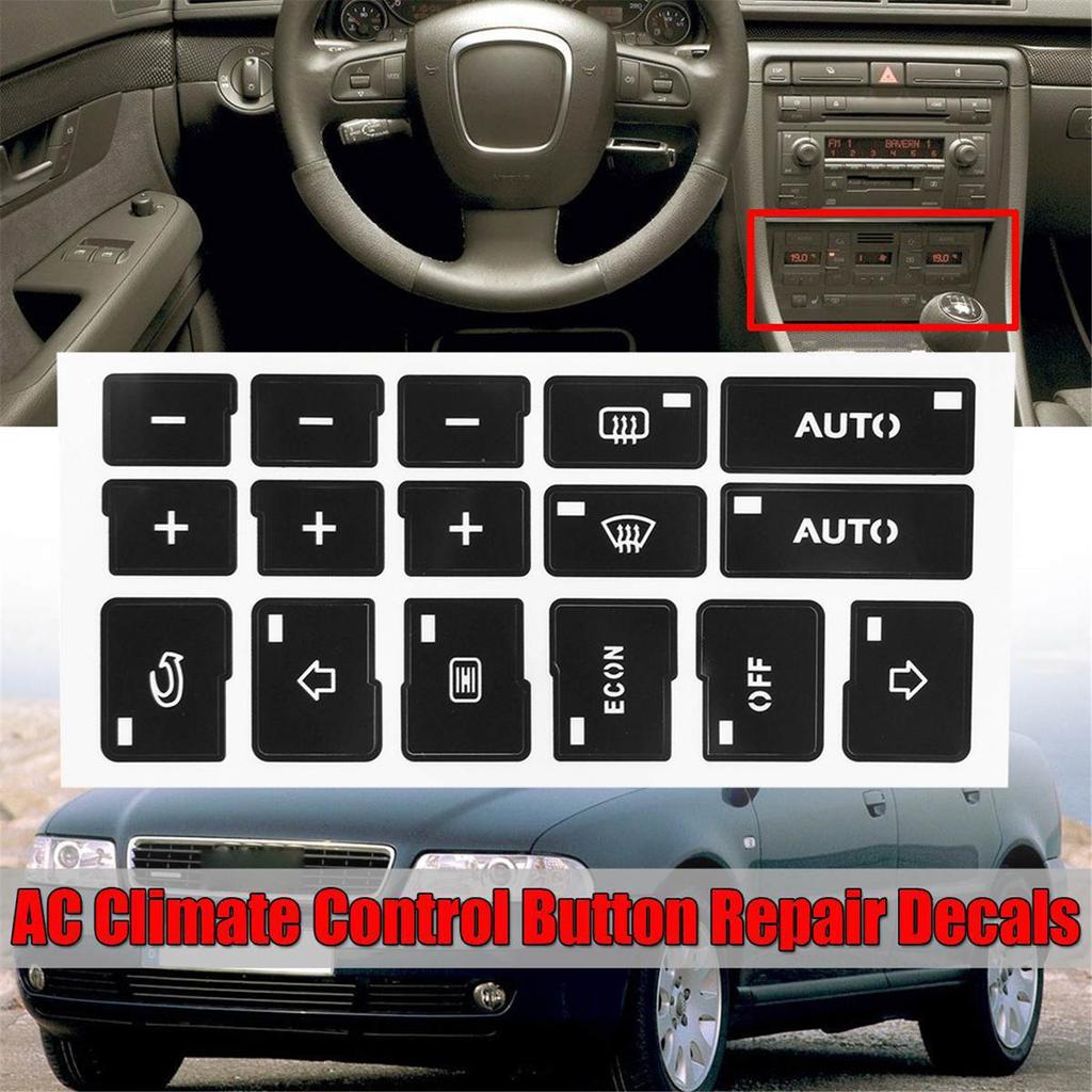 Universal Automotive Interior Button Decals Car Button Repair Stickers Car A/C Radio Stickers Vehicle Repairing Sticker