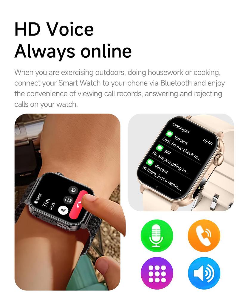 V96 Bluetooth Smartwatch: 1,83"-Bildschirm, Outdoor-Sport, Herzfrequenz- und Blutdrucküberwachung