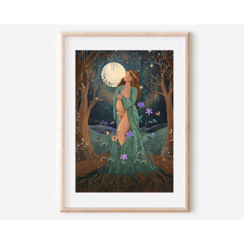 Bohemian Style Moon Jungle Fairy Female Art Dance Yoga Spirit Illustration Poster Canvas Paintings Wall Art Pictures Home Decor
