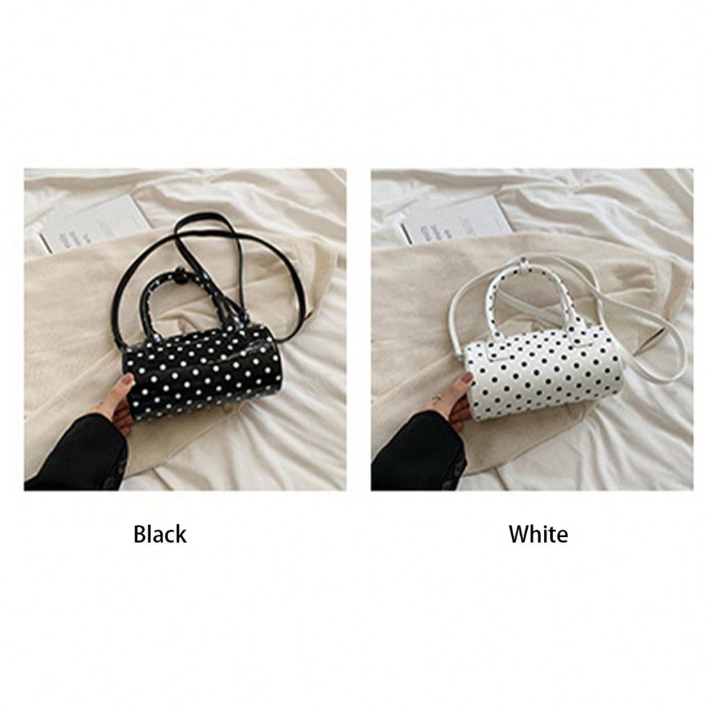 Women Polka Dot Shoulder Bag Adjustable Strap Dots Print Handbag Zipper Closure Crossbody Bag