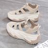 Platform dad shoes sandals 2025 summer new hollow inner height increase casual shoes muffin small Roman sandals