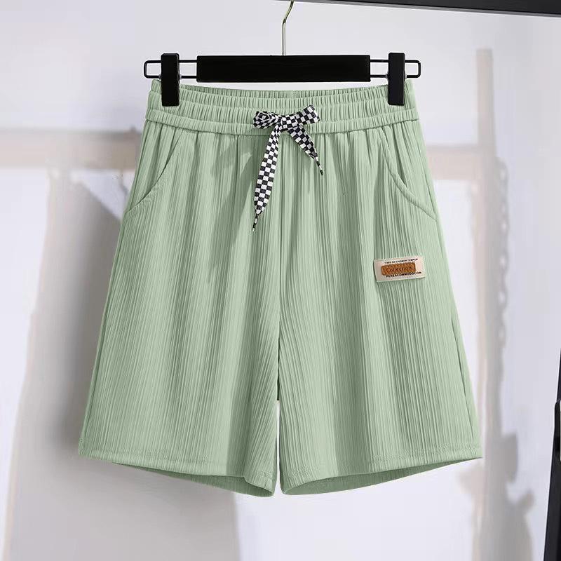 Women's Summer Thin and Slimming Ice Silk Shorts, Loose High Waisted Straight Leg Mid Length Pants, Casual Sports Wide Leg Pants, Cropped Pants