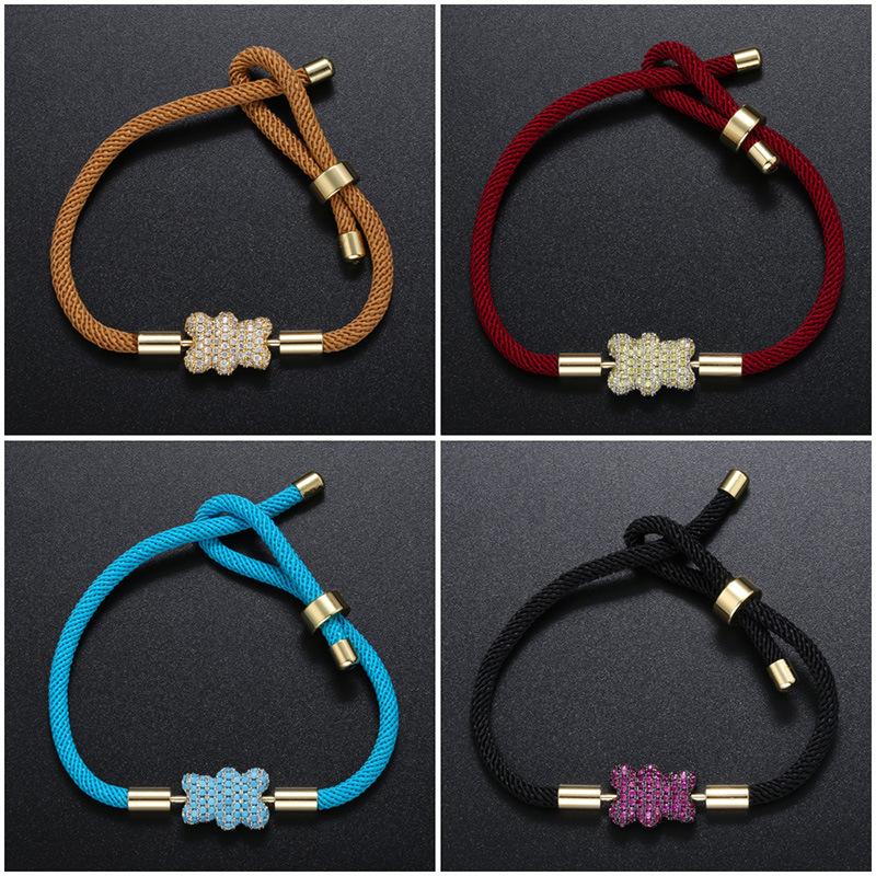 Woven Hand Rope Full Diamond Double-Sided Two-Color Bear Bracelet Color Jewelry Accessories Vl207