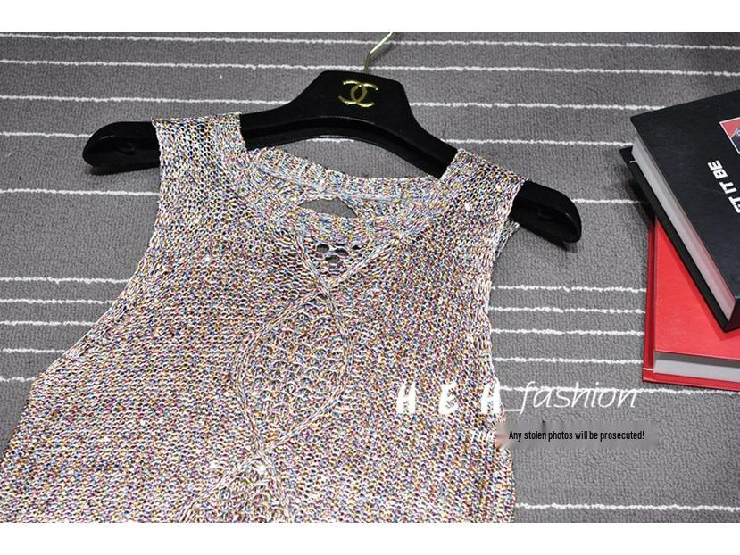 Spring/Summer 2020 Sequin Cutout Sleeveless Tank Top
