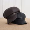 Tide PU Leather Duck Tongue Octagonal Hat Children Spring and Autumn New Fashion Painter Hat Show Face Small Newsboy Hat