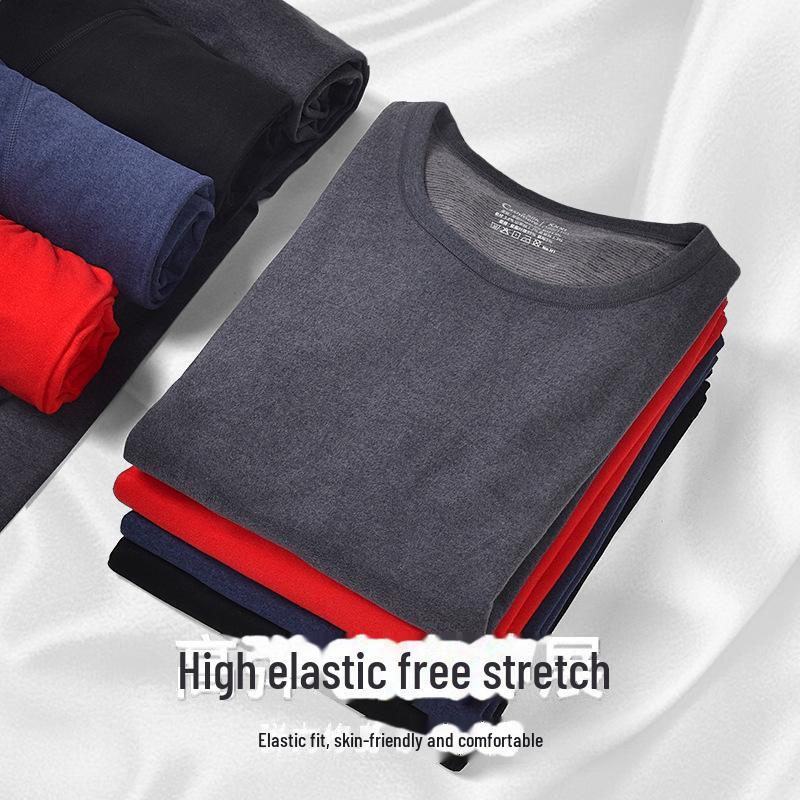 Yuyue Men's Silk Thermal Underwear Set: Spring/Autumn German Cashmere Velvet Top & Pants, Large Size.