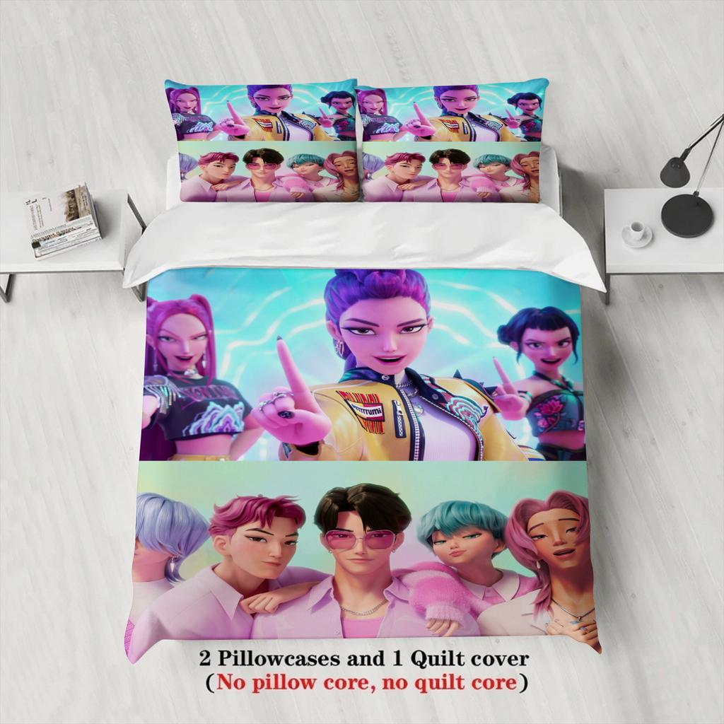 Zoey Demon Hunters K-pop Fete Băieți Grup Imprimat Husă de Plapumă Fără Umplutură Dimensiuni Multiple Dormitor Cameră de Cămin Decorare Pat de Sărbătoare