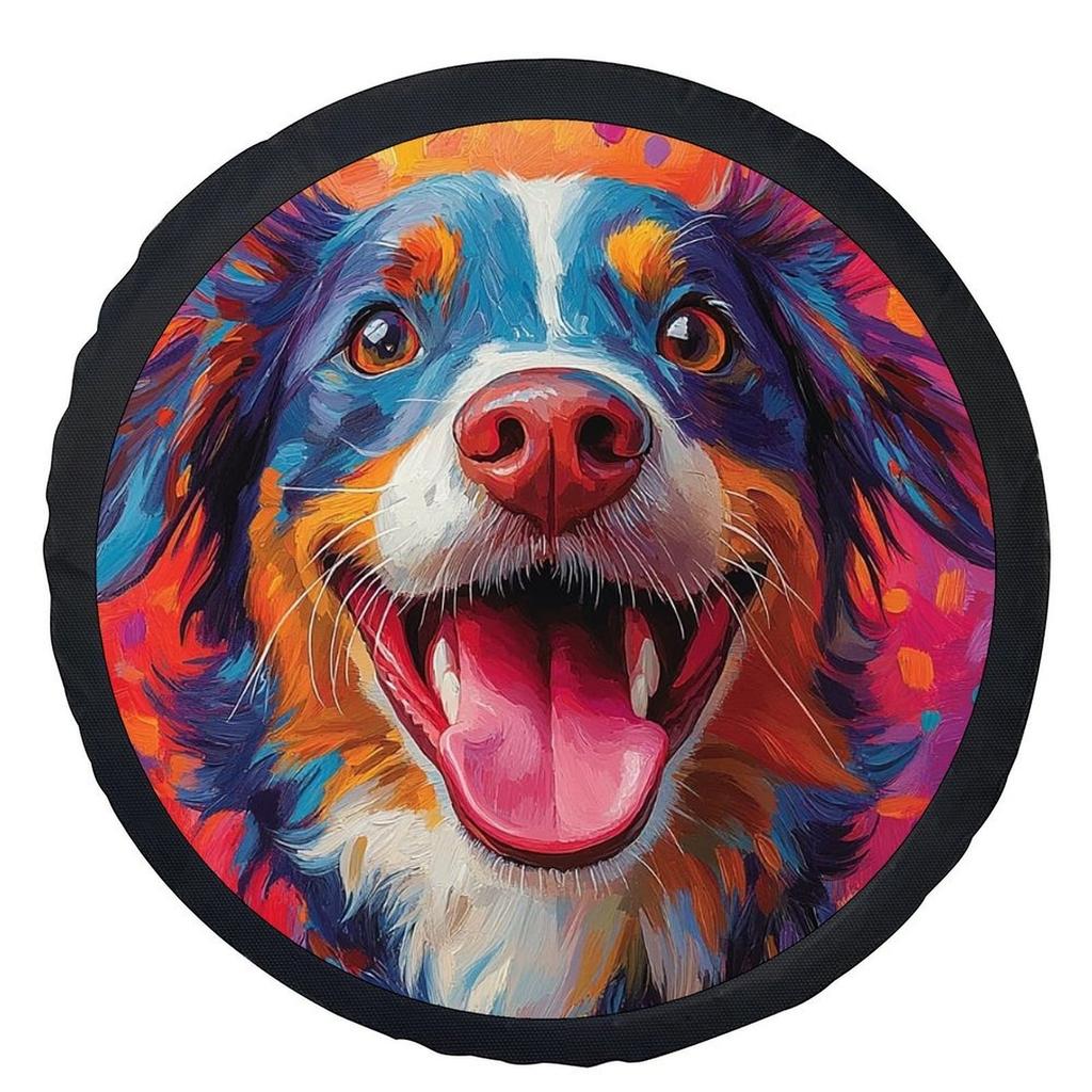 1pc Colorful Dog Portrait Themed Tire Cover | Trendy Universal Wheel Cover, Polyester Material, Suitable For Most Car Wheels