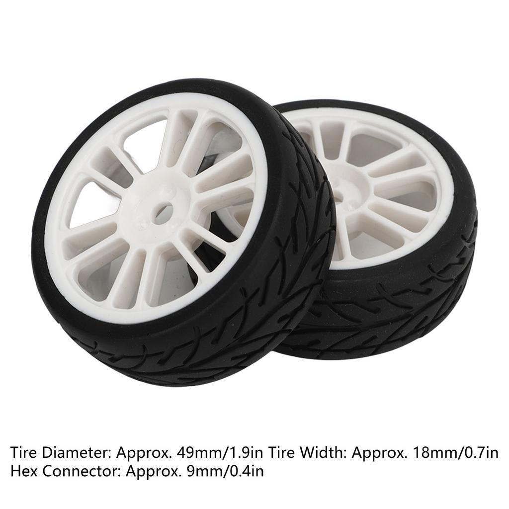2PCS RC Racing Tire Plastic Wheel Hub and Rubber Tire for ZD Racing 1/16 16426 S16 EX16 Black and White