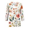 Women's Fashion Casual Round Neck Printed 3/4 T-shirt Top