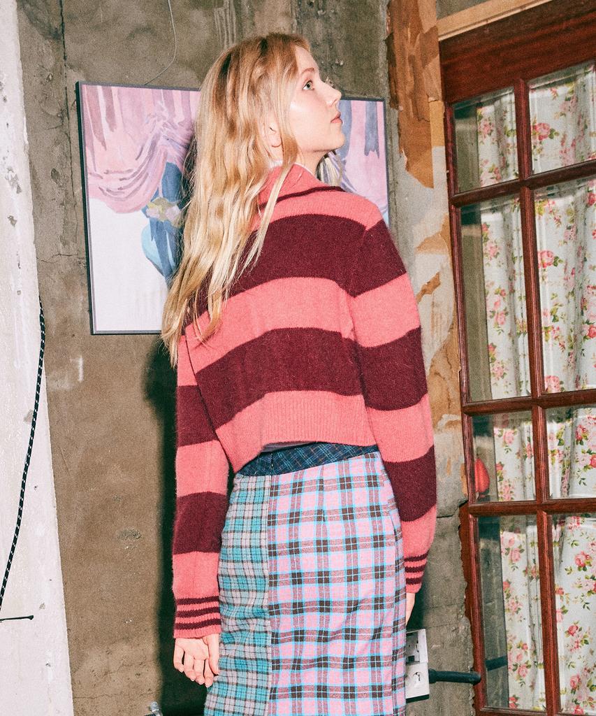 Near&Dear Alice Striped Knit Cardigan_Pink