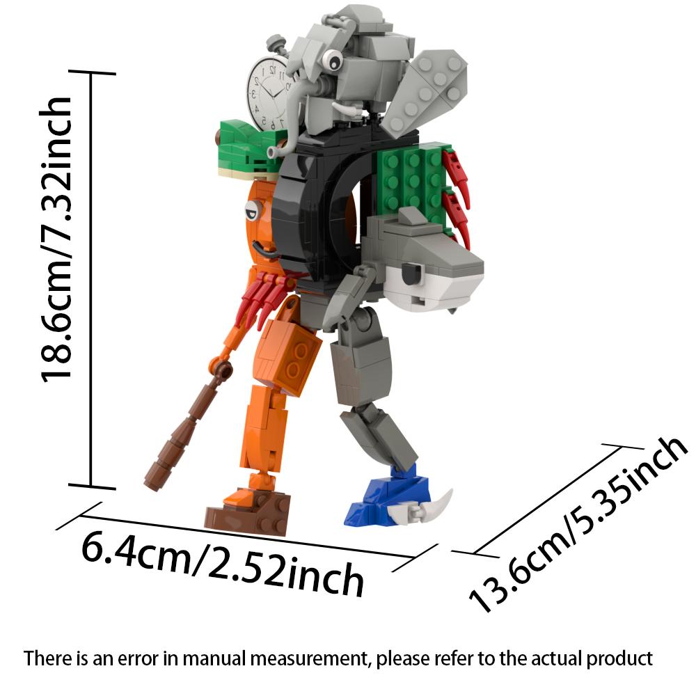 MOC Italian Brainrot Animals Building Blocks Monster Fusion Editio Tralalelo Tralala SharkBricks Toy Gift