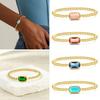 Women Bracelet Square Cubic Zirconia Stainless Steel Beads Bracelet Wear-Resistant Rust-proof Bracelet Party Daily Wear