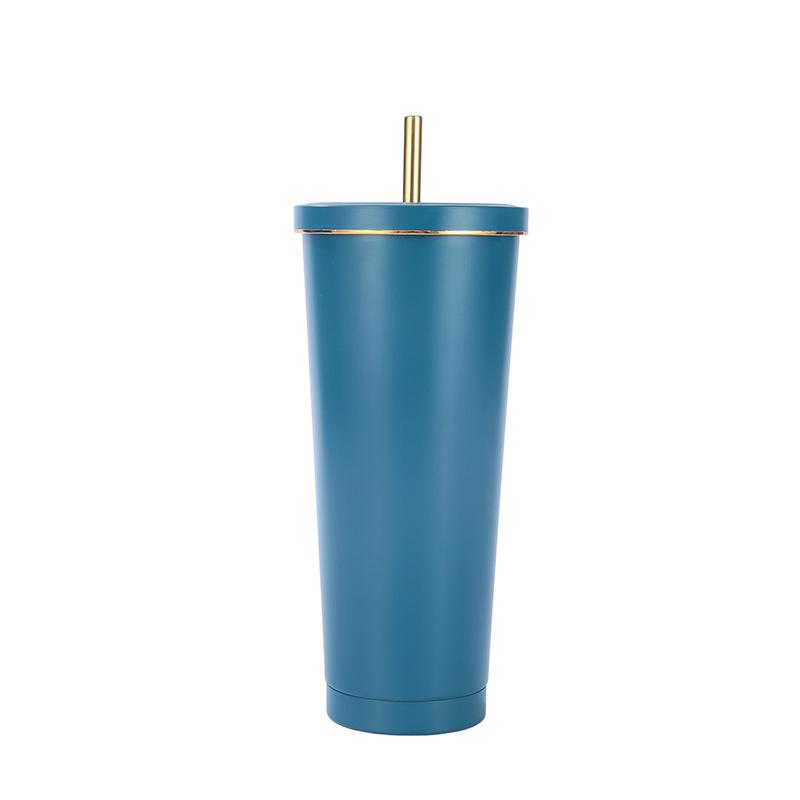 500/750ml Stainless Steel Mug with Straw Reusable Flask Metal Coffee Milk Water Bottle Office Portable Large Capacity Thermos