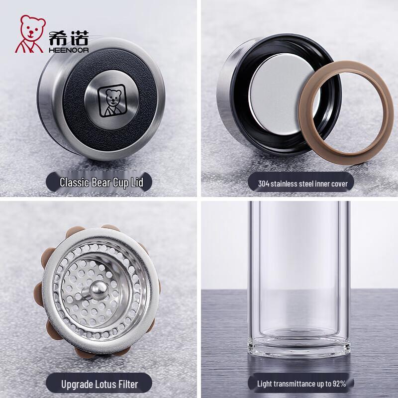 Heenoor Double-Layer Glass Tea Infuser Bottle
