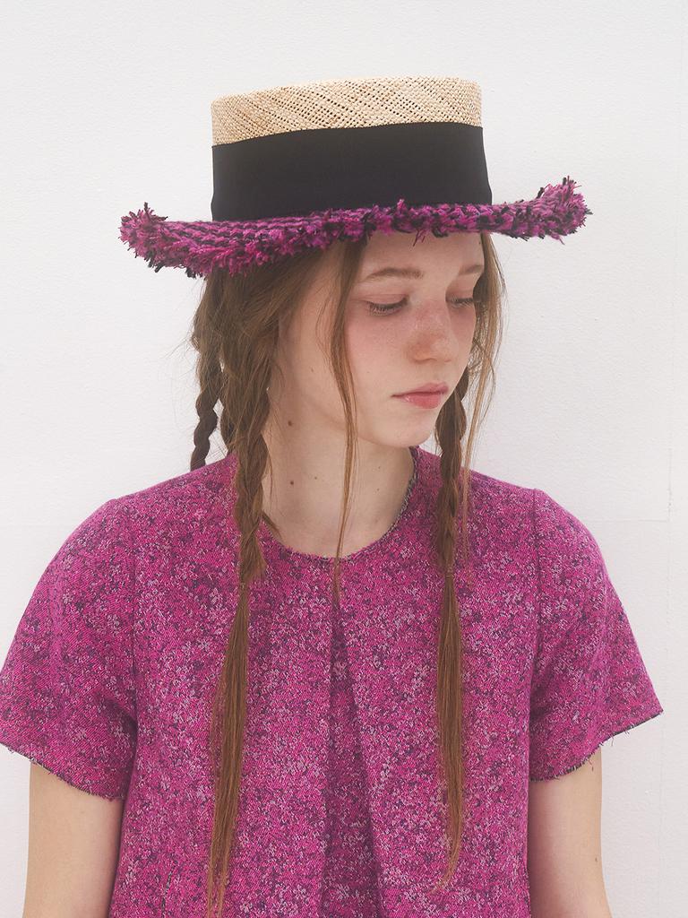 Beulaunhaes Tweed Boater Hat - Viva Magenta