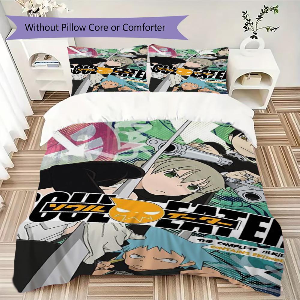 Soul Eater Pattern Bedding uilt Set uilt Cover Pillowcase Home Decoration Birthday Gift (1 * duvet cover + 2 * pillowcase without core)173