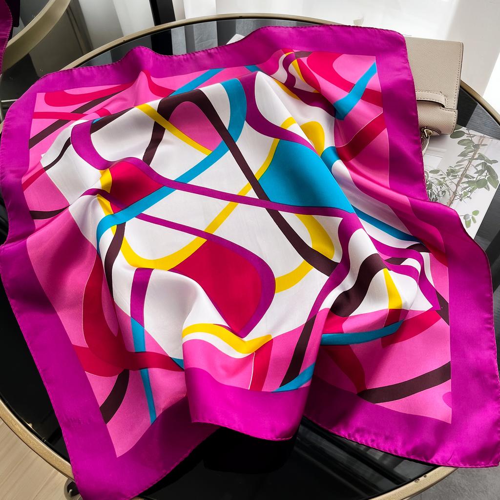 2025 New Luxury Square Silk Scarf for Women Hijab Hair Bands Neckerchief Female Satin Shawl Ribbon Headband Neck Fashion Bandana