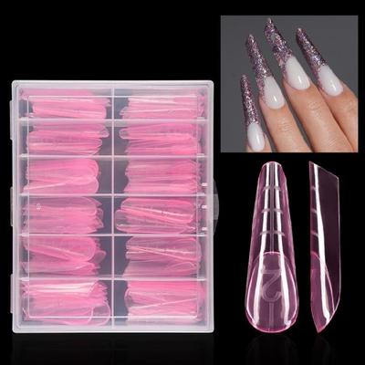 120 STÜCK UVS Gel Acryl Nagelkunst Schablone Künstliche Nagelspitzen mit Skala Klar Vollabdeckung Duals Nagelsystem Form 12 Größen