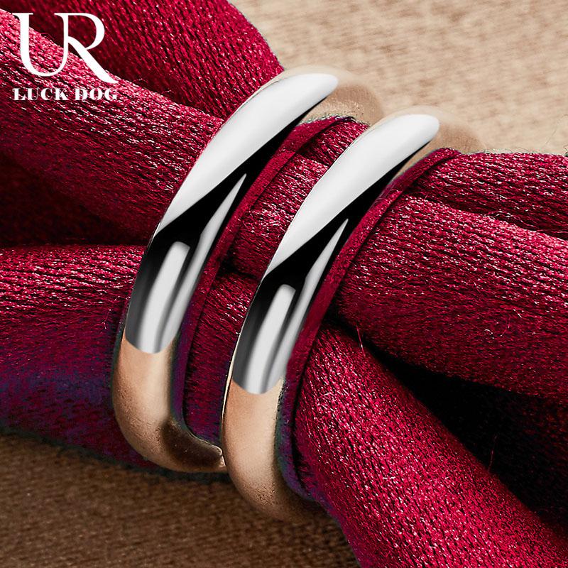 925 Sterling Silver Double Line Women's Couple Ring Fashion Wedding Jewelry