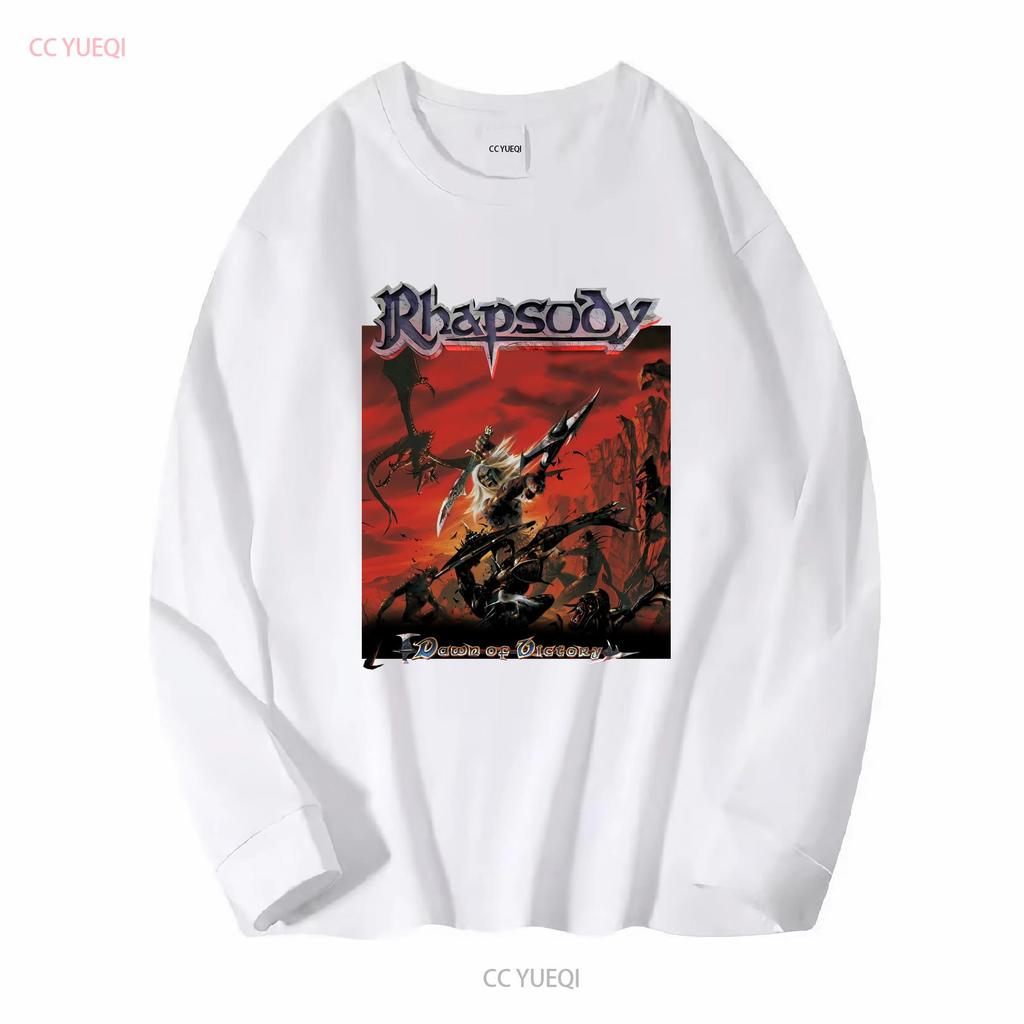 Vintage 2000 Rhapsody of Fire T Shirt Dawn Victory Long Sleeves Vintage Washed Designer Clothes Homme Casual Stylish