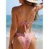 Sexy Lace Up Bikini Set Women Swimsuit Two-Piece Female Swimwear Backless Floral Printed Bathing Summer Fashion Beachwear