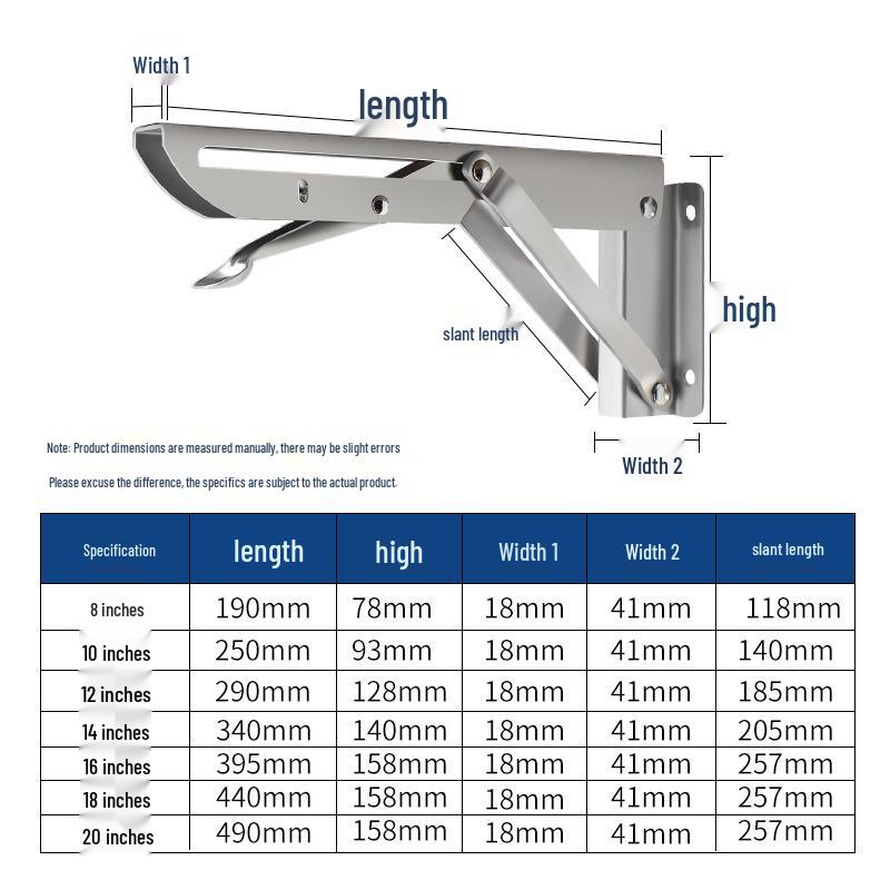 Stainless Steel K-Type Folding Triangular Wall-Mounted Shelf Bracket