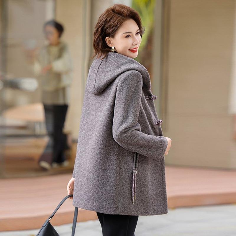 Autumn woolen coat versatile new women's clothing autumn and winter hooded casual woolen coat