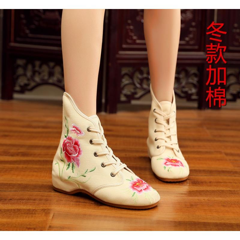 Autumn and winter cm boots embroidered cloth shoes short boots women's inner heightincreasing cloth shoes women's boots