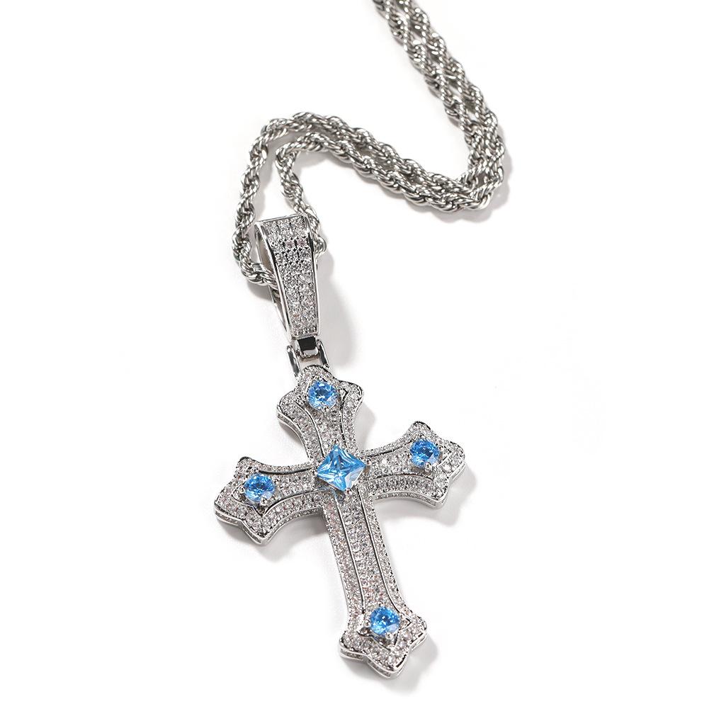 Accessories Hip Hop Cross Diamond Pendant Necklace Vintage Niche Versatile Necklace