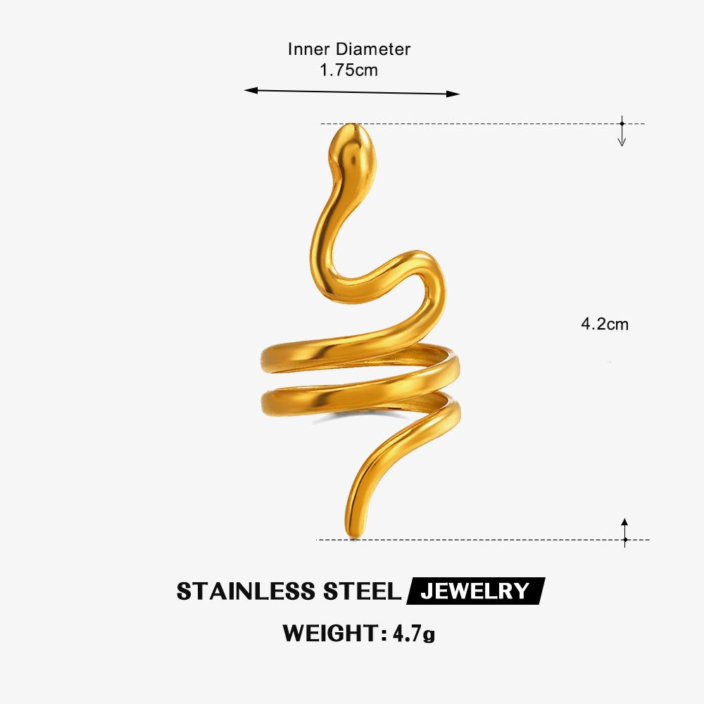 Ethnic Style Animal Snake Ring Hip Hop Neutral Jewelry Exaggerated Popularity Stainless Steel Open Couples Rings