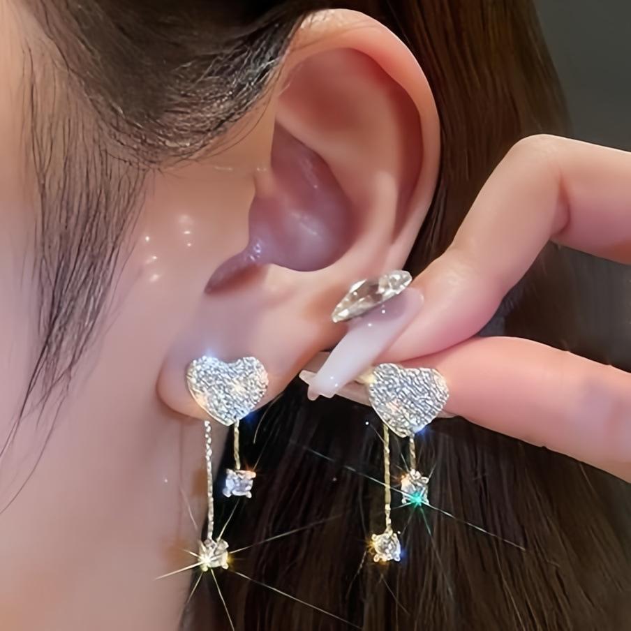 Neue Gold Farbe Shiny Bowknot Quaste Stud Ohrringe Für Frauen Exquisite Strass Bogen Baumeln Ohrringe Mädchen Schmuck Freunde Geschenk