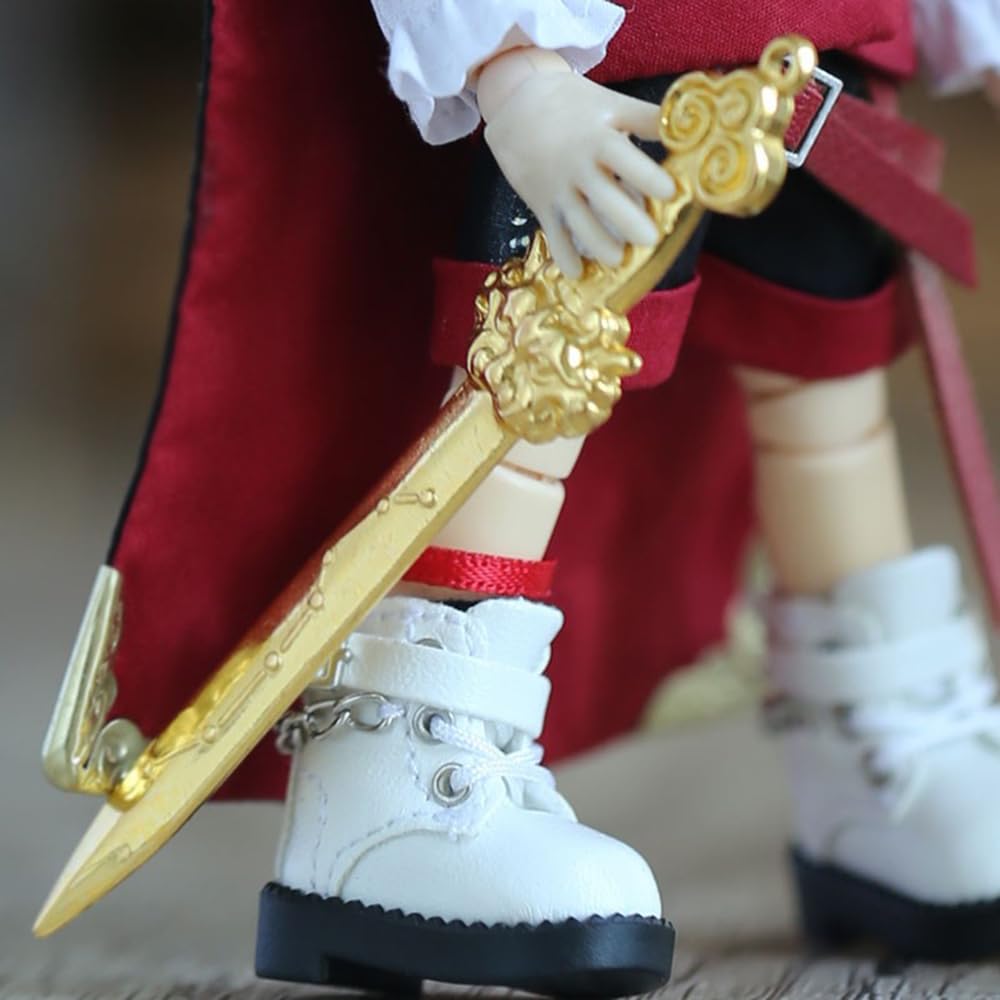 Obitsu 11 (OB11) Size Outfit for Obitsu Dolls (11cm Body): Knight, Noble, Medieval Outfit Set (Shirt, Cape), Cool Design, 2 Colors (Red)