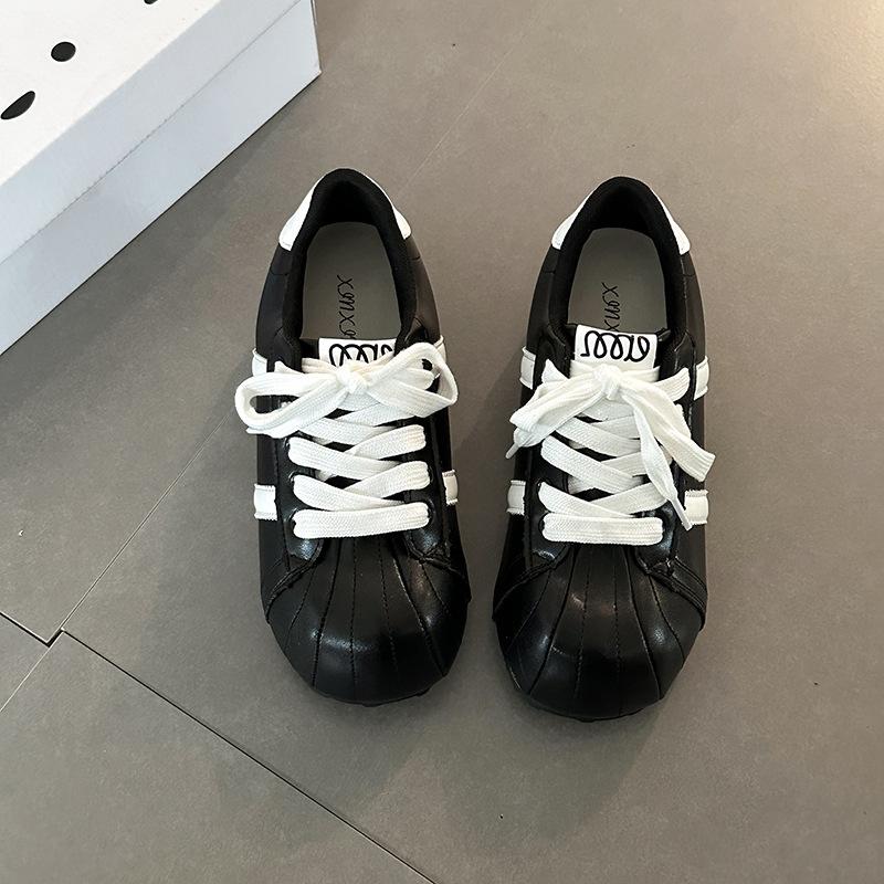 Fashion Retro Versatile Ugly Cute Big Head German Training Shoes Women's Autumn Flat Comfortable White Shoes Casual Shoes Muffin Shoes