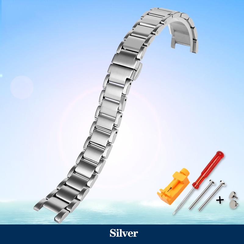 ONEStainless Steel Watchband For MK Three-Eye Watch MK6985/6986 MK2425/2433 Notch Strap Metal Watch Chain 16x8mm 18x10mm 20x12mmMN