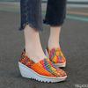 2025 Spring Women's Weaving Sports Slope Heel Shoes Women's Casual Breathable Thick Bottom Sports Walking Shoes Zapatos De Mujer