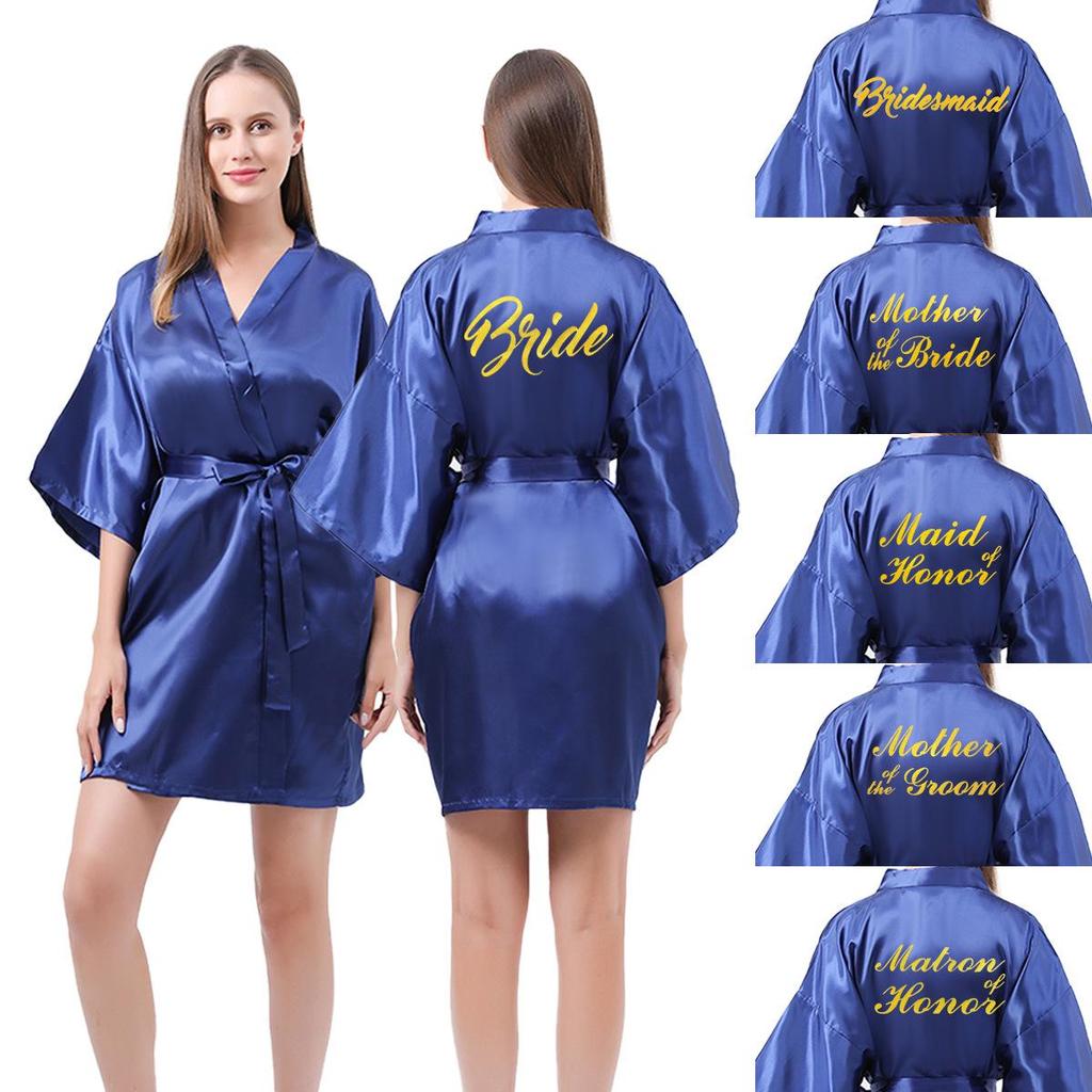 Classic Style Silk Bridesmaid & Bride Morning Robe with Hot Stamped Lettering