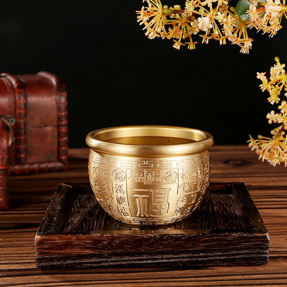 

Большая латунная банка «Сто благословений» — настольное украшение для офиса Single