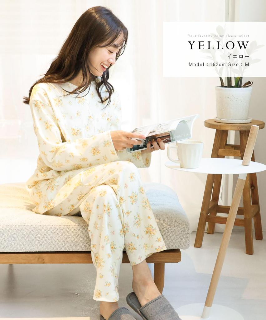 Nishiki Made in Domestically Smooth Long Front Top and Bottom Long Loungewear for Spring and Autumn Women's Pajamas, Japan, Sewn, 100% Cotton,