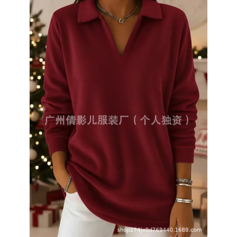 Solid Color Pullover Autumn and Winter Casual Loose and Fashionable Retro Long-sleeved Pullover Sweatshirt Top