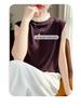 2026 Spring/Summer Women's Color Block Tencel Wool Organza Sleeveless Knit Vest