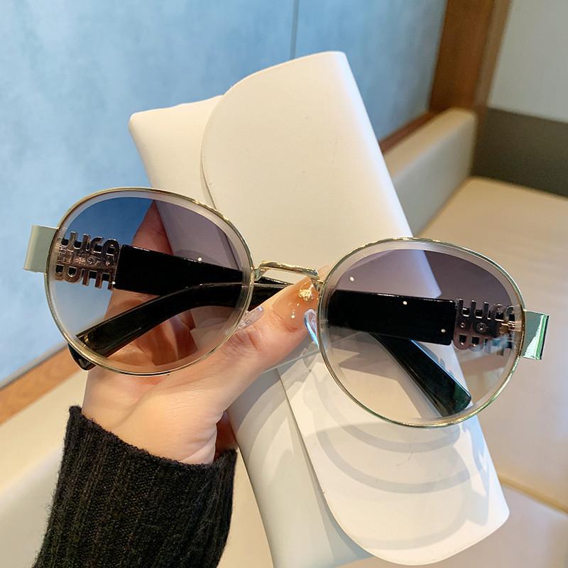 Fashion Oval Metal Frame Sunglasses For Men And Women Uv400 Sun Protection